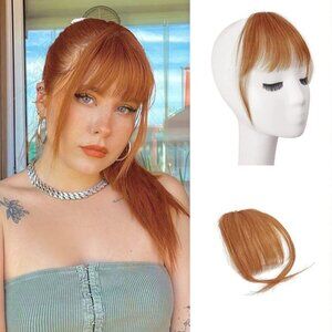 New BARSDAR - 100% Human Hair Clip in Bangs- Auburn